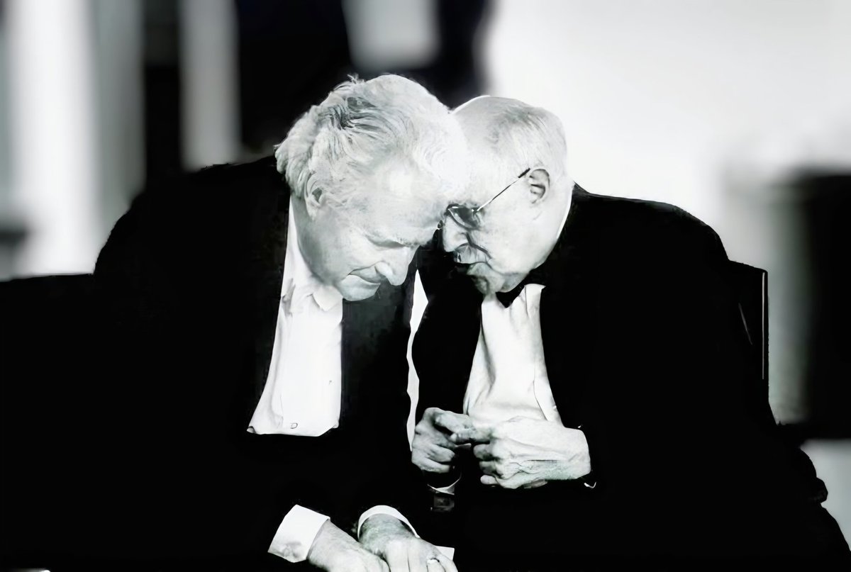 ConrothN's tweet photo. Celebrated English conductor Sir #ColinDavis and legendary cellist #MstislavRostropovich. 

Both shared a productive professional relationship rooted in mutual respect, collaborating frequently from the 1960s onwards 🎻🎶 https://t.co/LVJixhvenr