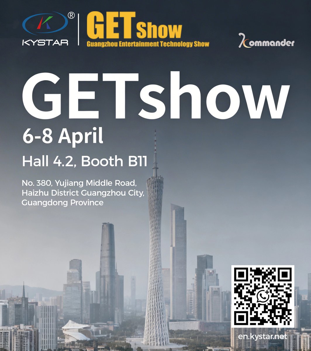 kystartech's tweet photo. Kystar is heading to GETshow Guangzhou (Apr 6–8)!
Visit us at Hall 4.2, Booth B11 to explore our latest LED control solutions.
See you there!

#Kystar #GETshow #LED #controlsystem #Kommander #ProAV #EventTech #StageTech https://t.co/Jl5p7W7ZQf