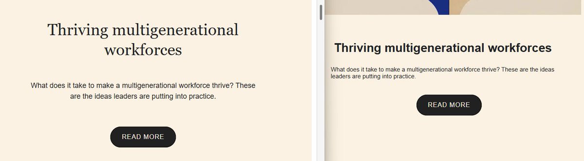 RicLeP's tweet photo. Anyone else experienced ‘new’ Outlook rendering emails differently in  the reading pane (right) and popped-out window (left)? It’s like the  reading panes looses some CSS. Email created using the @Mailchimp  builder. https://t.co/XjOFJsATDt