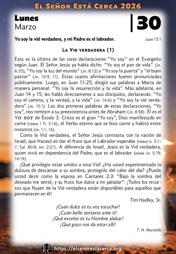 senorestacerca's tweet photo. ¡Qué privilegio unirse a la Vid verdadera de Juan 15:1! Descubre cómo sus recursos fluyen para quienes permanecen en Él.

“La Vid verdadera (1)” by Tim Hadley, Sr. https://t.co/dyJmBoERF1