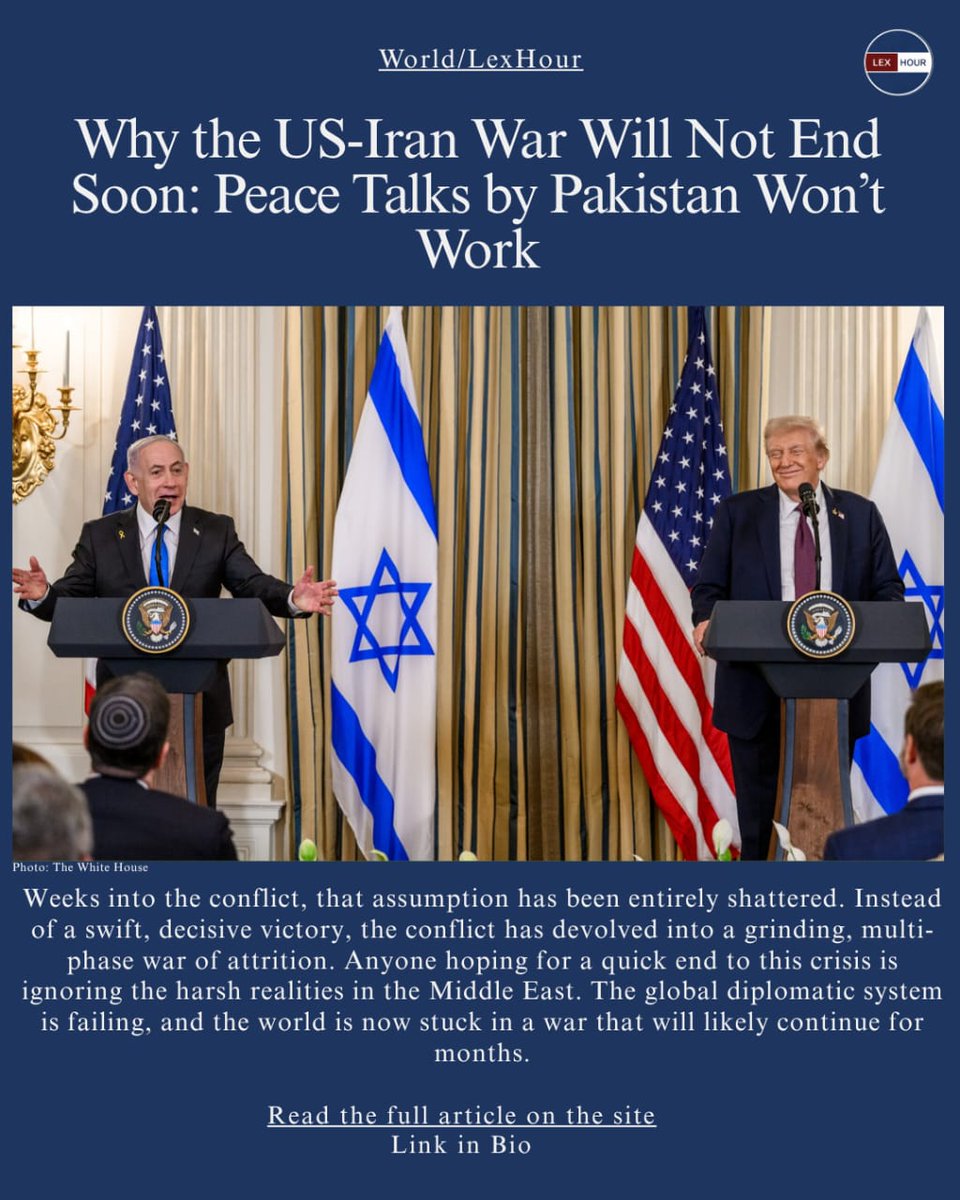 LexHour_Ind's tweet photo. The initial assumption that overwhelming force would cause a rapid regime collapse in Tehran has failed. The war has become a prolonged attritional conflict, and with diplomacy stalled, it is expected to continue for months.

#Usiranconflict #endofthewar #linkinbio https://t.co/mRGTmgcCkZ