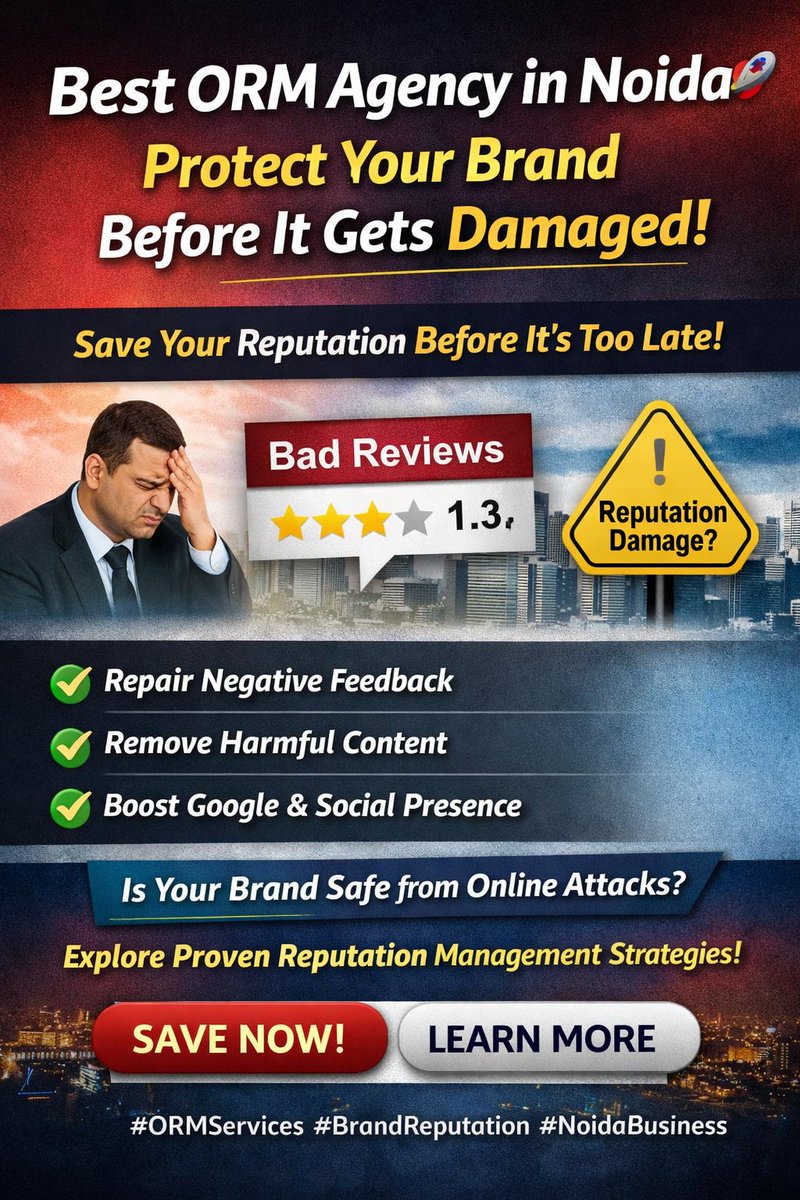 DigitalNom71693's tweet image. Best ORM Agency in Noida 🚀 Protect Your Brand Before It Gets Damaged!

yourreputations.com/reputation-man…

#BestORMAgencyNoida #ORMServices #OnlineReputationManagement #NoidaBusiness
#BrandReputation #ReputationManagement