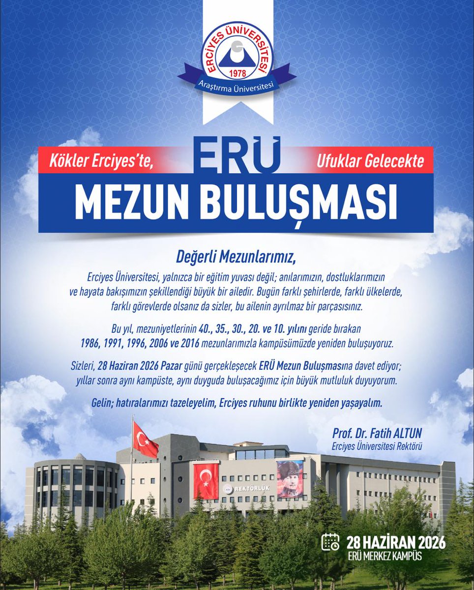 ertumed's tweet photo. bizler için çok değerli.

Katılımınızı bildirebilmeniz için hazırladığımız formu, doldurmanızı rica ederiz.

https://t.co/LtNiaJyqjz

Sizleri Erciyes’in sıcacık ruhunu yeniden hissetmeye davet ediyor, büyük buluşmamızda görüşmeyi diliyoruz. https://t.co/onCtizJ9js