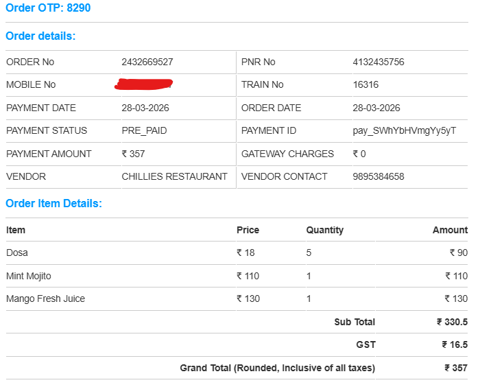 suzzitt's tweet photo. @GMSRailway @AshwiniVaishnaw @RailMinIndia @GMSWR 
This meal was not served even after booking much in advance. I have tried reaching out to customer care to initiate refund, wrote an email too but no reply. Appreciate if the money could be refunded. https://t.co/bsSB5Yks09