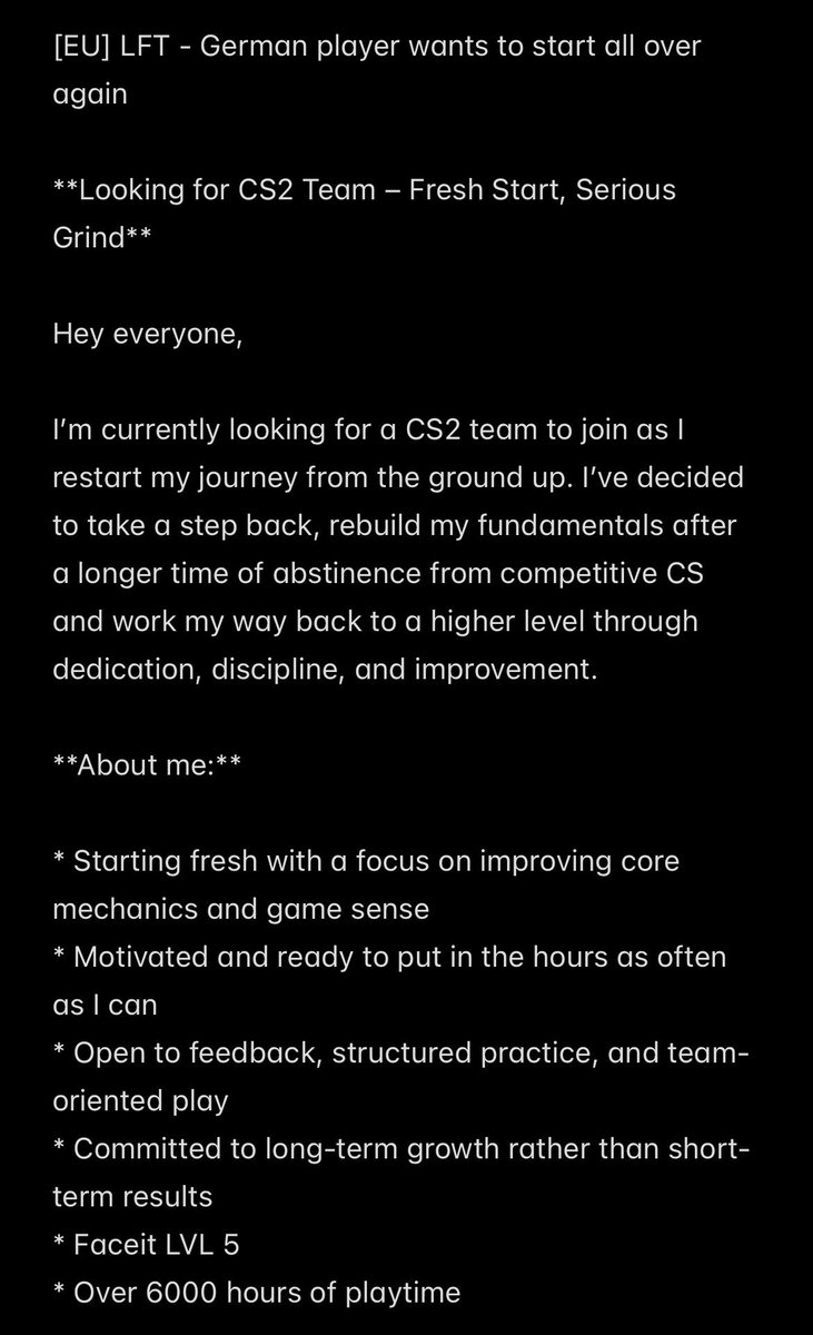 We are looking for one more player to join our amateur team that will compete under our flag.
If you're interested, contact Scrafy.