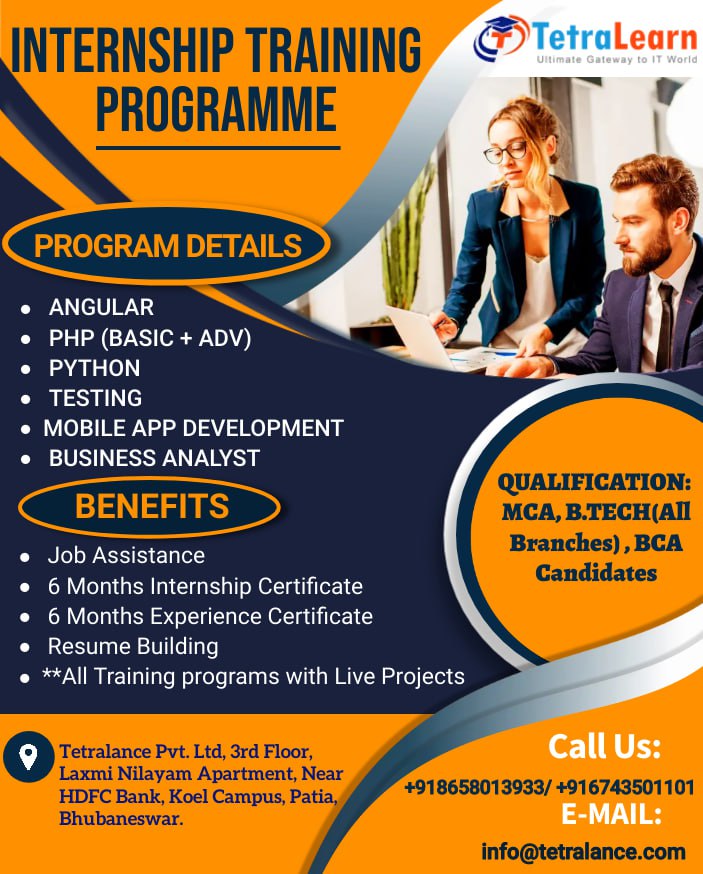 Stockyfly1's tweet photo. Location :- Tetralance Pvt. Ltd, 3rd Floor, Laxmi Nilayam Apartment, Near HDFC Bank, Koel Campus, Patia, Bhubaneswar.
For More details You can reach us
E-Mail : info@tetralance.com
Contact us : https://t.co/tAMg3Av3h9
#ANGULAR #PHP #BASIC  #PYTHON #TESTING #MOBILEADEVELOPMENT https://t.co/tiGY0BY2Op