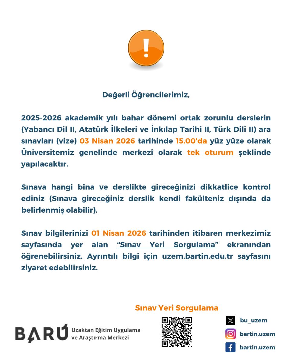 bu_uzem's tweet photo. Sınavlarda öğrencilerimize başarılar dileriz. #bartınuzem #uzem #bartınüniversitesi #uzaktaneğitim #BARÜ https://t.co/KdjLiXTs02
