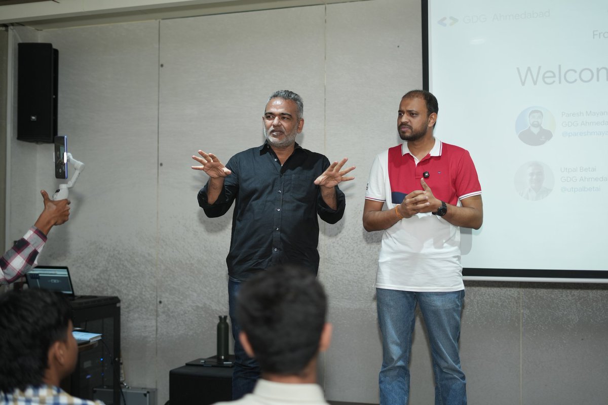 GDGAhmedabad's tweet photo. Antigravity in Action: From Prompt to GitHub”

 A full house- audience ready to explore how AI is transforming workflows—from design to deployment.
Kudos to our organizing team for ensuring a seamless start and setting the stage for an insightful session ahead.

#GDGAhmedabad https://t.co/koSHLDEjVL