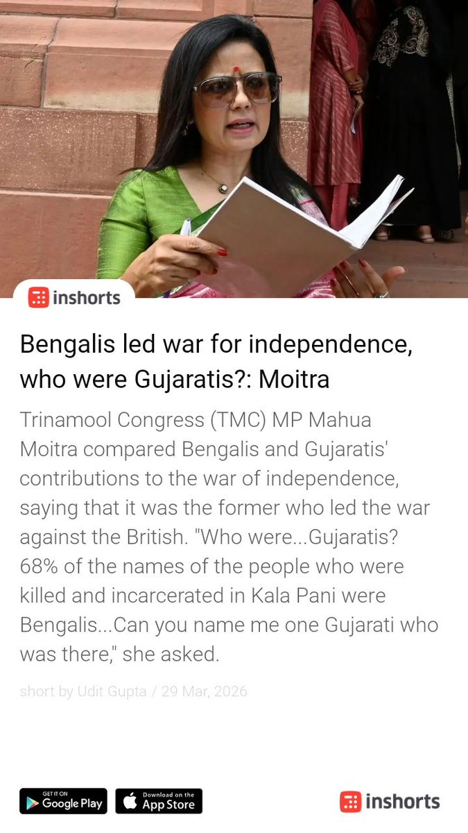 She means to say that Gandhi, Nehru, Patel and Azad had no contribution in India's freedom struggle since they did not give their lives for the country. Is martyrdom the only yardstick for passing as a freedom fighter? Crazy lady is herself a Assam origin.
shrts.in/chz7yau06e