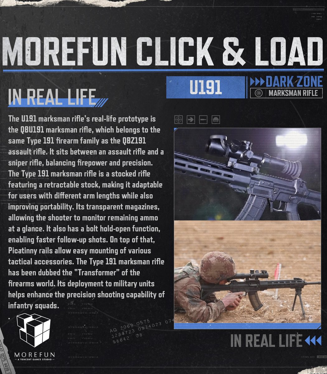 MoreFunStudios's tweet image. This week on Morefun Click &amp;amp; Load, it's time to meet the U191! A reliable marksman rifle that delivers solid accuracy straight out of the box, no heavy modding required.

#games #ArenaBreakout #arenabreakoutinfinite #ArenaBreakoutPC #fyp #MilitaryTech #U191 #DMR #gaming
