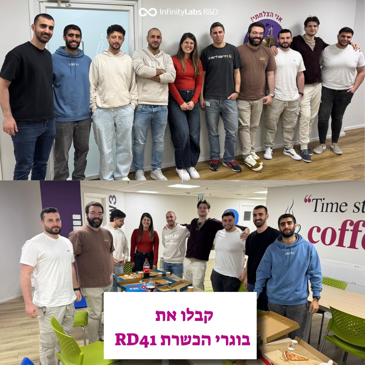 InfinitylabsRnD's tweet photo. יש רגעים שנותנים לנו המון כוח ונחת 💙💜
בתקופה כזו, לראות את הבוגרים שלנו משתלבים בחזית העשייה והביטחון של ישראל - זה הסיפוק הכי גדול שיש.

קבלו את בוגרי RD41 הטריים מחיפה!
גאים בכם ובדרך שעשיתם 🤩🙌

#infinitygraduate https://t.co/ieOJkPZWRw