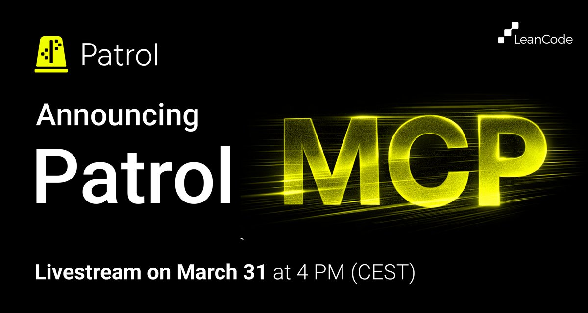 🚀 Patrol MCP goes LIVE on March 31 at 4 PM (CEST) &amp; 10 AM (EDT)!

You’ve probably guessed what we’ve been cooking…😉 Patrol MCP!

It’s our new fav way to connect AI directly with real Flutter E2E testing, and we hope it will be yours too. 💛 Join our Patrol team: <a href="/matiwojt/">Mateusz Wojtczak 💙</a> and