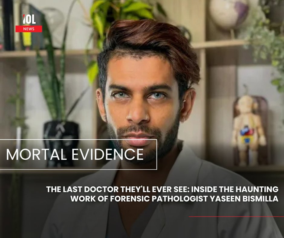 IOL's tweet photo. Step into the chilling world of Yaseen Bismilla, the forensic pathologist who speaks for the dead. Every case is a story of truth revealed.
#YaseenBismilla #FinalWitness #ForensicPathology #Careers
Read on https://t.co/LkRWqIh176 https://t.co/HM9wVFYvmy