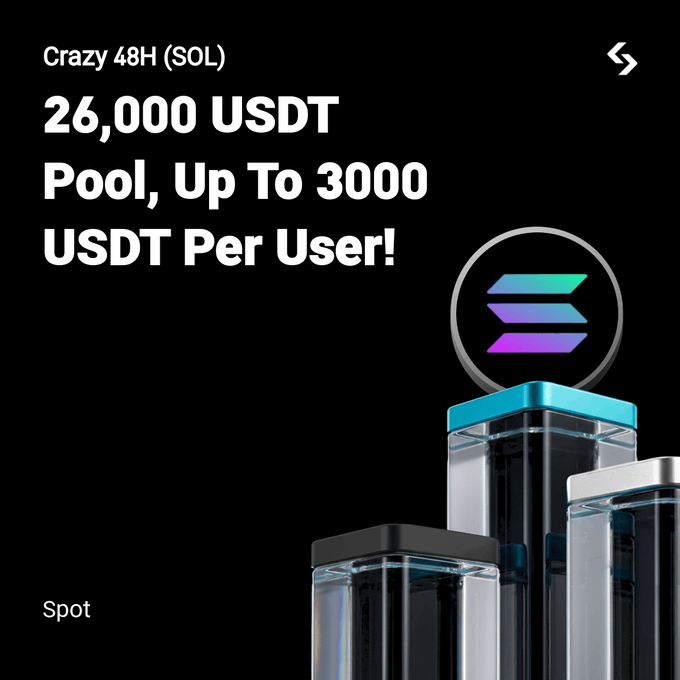 BitgetAfrica's tweet photo. Crazy 48H with $SOL: 26,000 USDT up for grabs! 

🏆 295 winners | Up to 3000 USDT per user 
⏳48 hrs only: Mar 29, 16:00 – Mar 31, 16:00 (UTC) https://t.co/9bPQRIzAXV