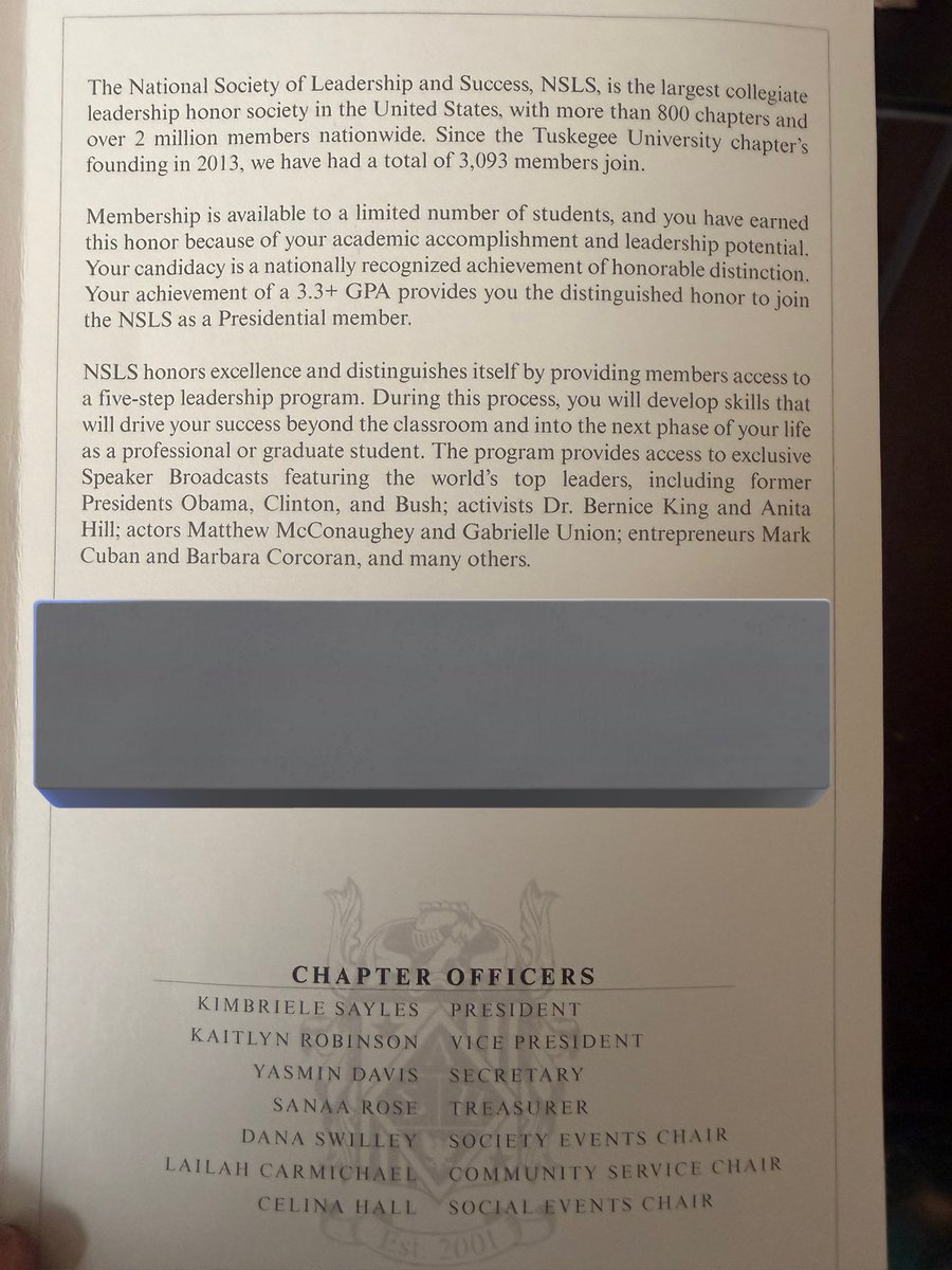 🎖️: I received an invitation to be inducted into the National Society of Leadership and Success (USA), an honor extended to a select group of students recognized for strong academic performance and leadership potential. 

- Mark O.