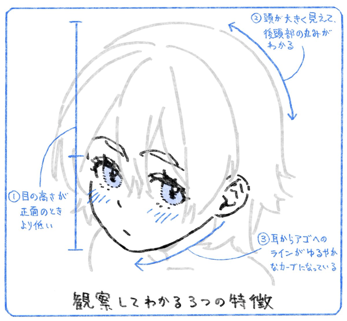 フカンの顔が苦手な人に注意してほしいポイント。
#それっぽく描くコツ 