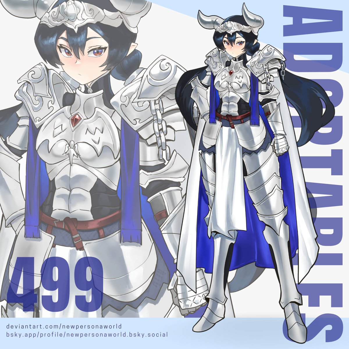 NewPersonaWorld's tweet photo. New adopt posted in DeviantArt and YCH Commishes 😃
Hope you like her design!
If you like to buy this knight, you can buy her here: https://t.co/GDaHaAxHZo

#adoptable #adoptables #art #ych #oc #characterdesign #warrior #anime #ocart #knight #knightoc #dnd https://t.co/wVCayKq4Cz
