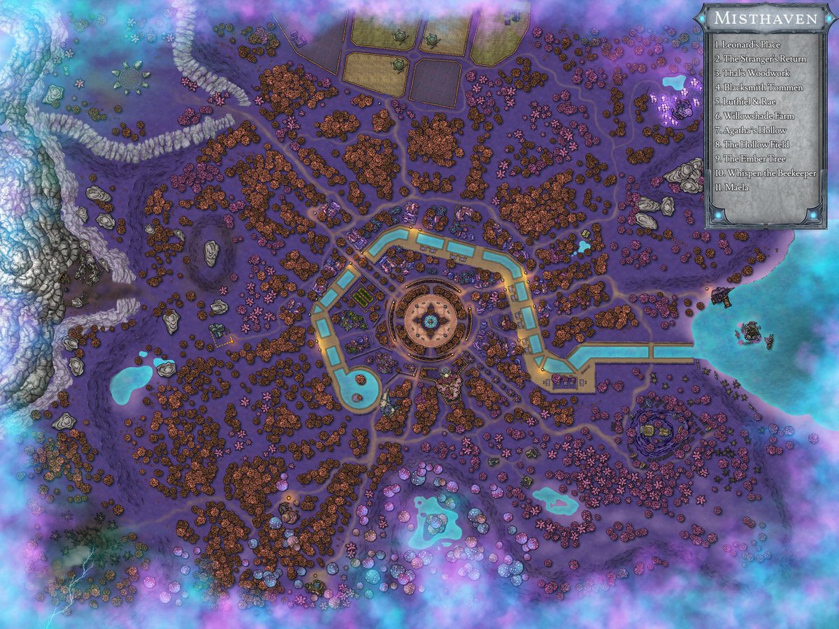 inkarnaterpg's tweet image. ☁️ Misthaven ☁️
 
🎨 Map by Pena Negra on our Explore page.
 
Created with our Watercolor Cities style.

#maps