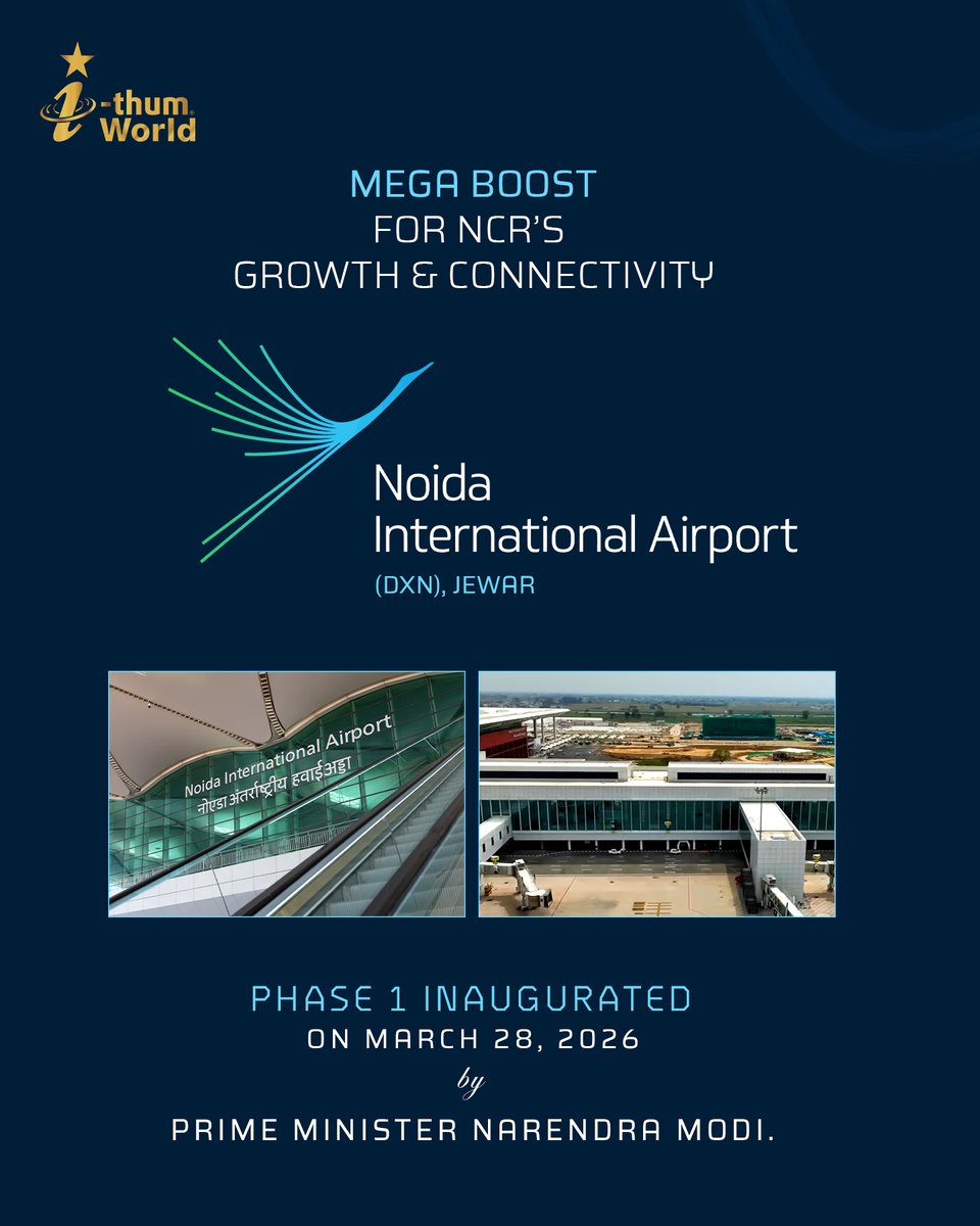 ithumworld's tweet photo. NCR IS READY FOR TAKEOFF!
The inauguration of Noida International Airport (Phase 1) marks a new chapter in NCR’s growth & connectivity. At #IThumWorld, we take pride in witnessing such transformative milestones, perfectly aligned with our vision of powering NCR’s growth journey. https://t.co/WqKJ6F3xRS