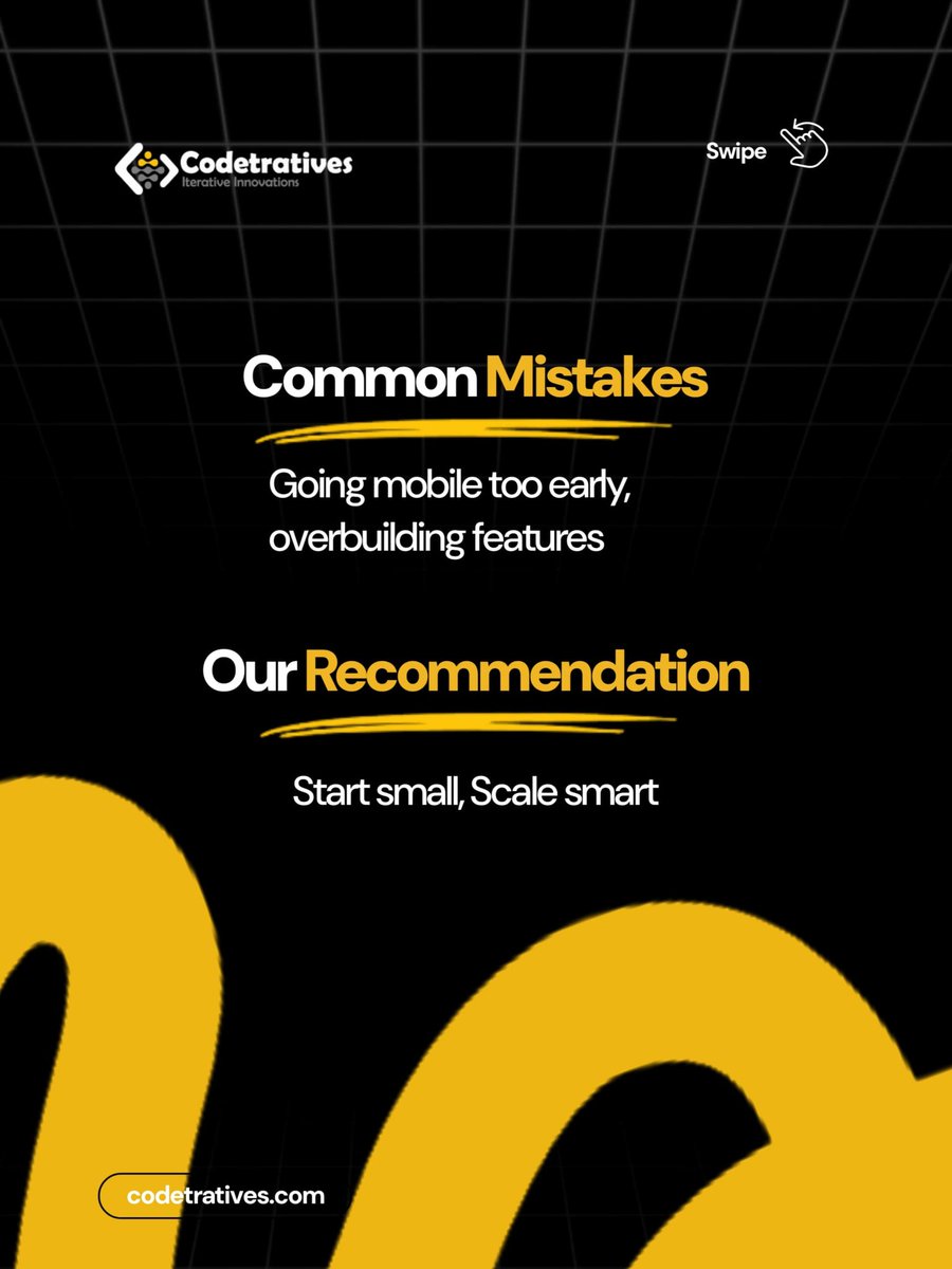 codetratives's tweet photo. Most startups don’t fail from bad ideas,they fail from bad foundations.
Don’t rush into mobile
Start simple. Validate fast. Scale smart.
Web app → test &amp; save cost
Mobile app → scale &amp; enhance experience
Smart founders build in stages, not hype.
👇 So Web App or mobile App https://t.co/pQAbxaAADr