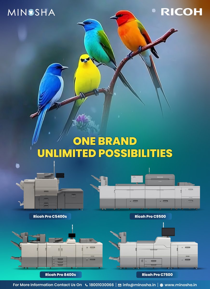 Experience the power of advanced printing solutions designed to bring every idea to life with stunning color, precision, and speed.

#Minosha #MinoshaPrintSolutions #MPSPL #Ricoh #RicohMinosha #ProductionPrinter