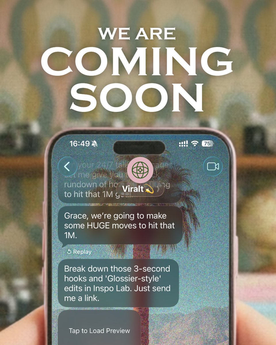 Viralt_AI's tweet photo. 🎉 We are coming soon!!!!
Viralt is a proactive AI talent manager that lives in your iMessage, understands your Instagram vibe, and manages your brand deals automatically.
Follow us and stay tuned!!!!
#launch #comingsoon #contentcreator #viralt https://t.co/Xv4aK0IpHu