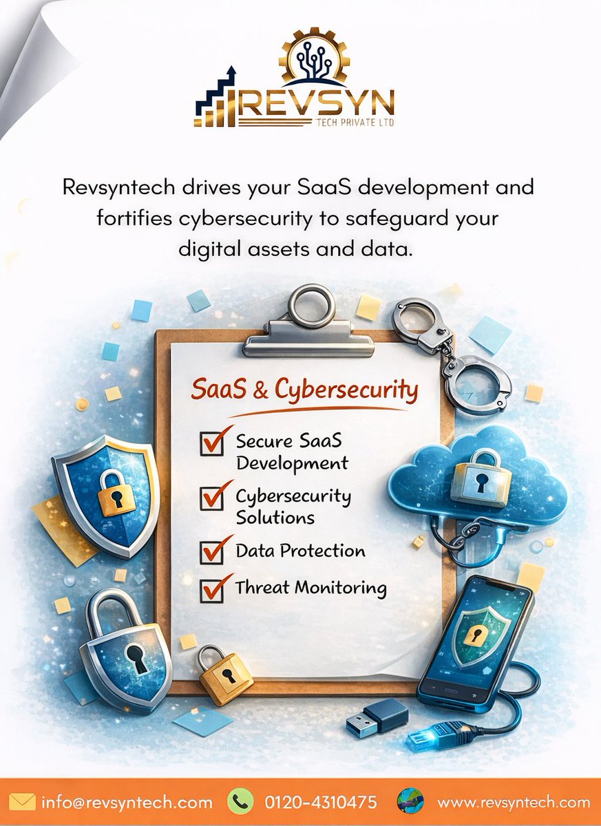 Revsyntech's tweet photo. Building powerful SaaS solutions while keeping your data secure is not optional anymore—it’s essential.
Let us help you scale with confidence.

📩 info@revsyntech.com

🌐 https://t.co/QSvX9G4xa9

☎️ 0120-4310475

#SaaSDevelopment #CyberSecurity #TechSolutions #DataProtection https://t.co/gDVxhjs184