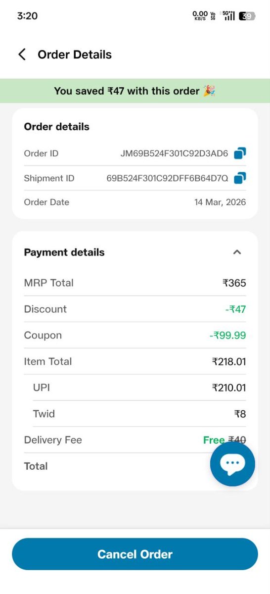 _S_Sheikh's tweet photo. @JioMart @JioMart_Support   This is unacceptable service. My order placed on March 14 is still not delivered as of March 30. The shipment is stuck with no updates.

I have already raised multiple complaints via chat, email, and calls, yet there has been ZERO resolution. https://t.co/rRl882eFMO