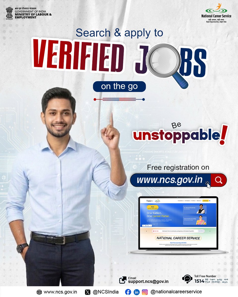 NCSIndia's tweet image. Getting job-ready? NCS hai na 💼

From AI Interview Coach to smart AI skill mapping and verified job opportunities—everything you need to get your next job is here.

👉 Register for free: ncs.gov.in

#NCSHaiNa #JobReady   #JobsInIndia