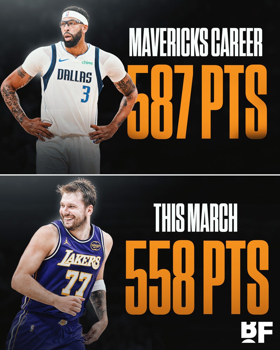 bballforever_'s tweet photo. Luka has more points this month than Anthony Davis has in his entire Dallas career 💀 https://t.co/yI05vPRTFM