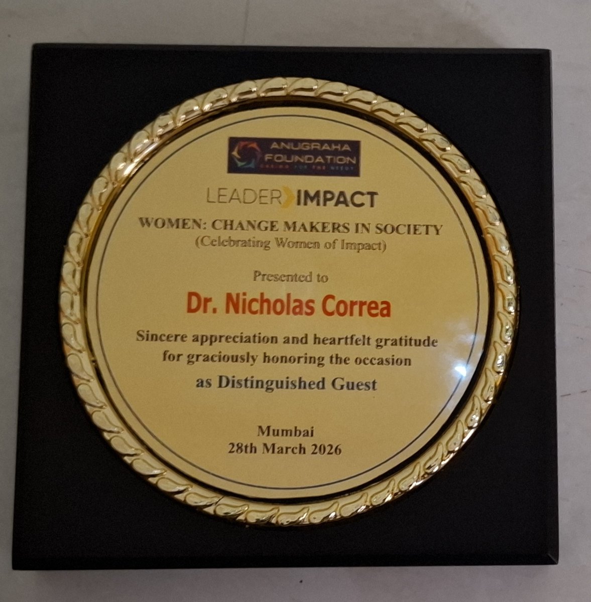 nvcorrea67's tweet photo. Honoured and delighted to have been invited to speak at the Felicitation Function for women from across the streams organized by Anugruha Foundation and Leadership Impactat Bombay YMCA International House, Mumbai Central, on Saturday, 28th March 2026. https://t.co/w1TOyUt6YJ