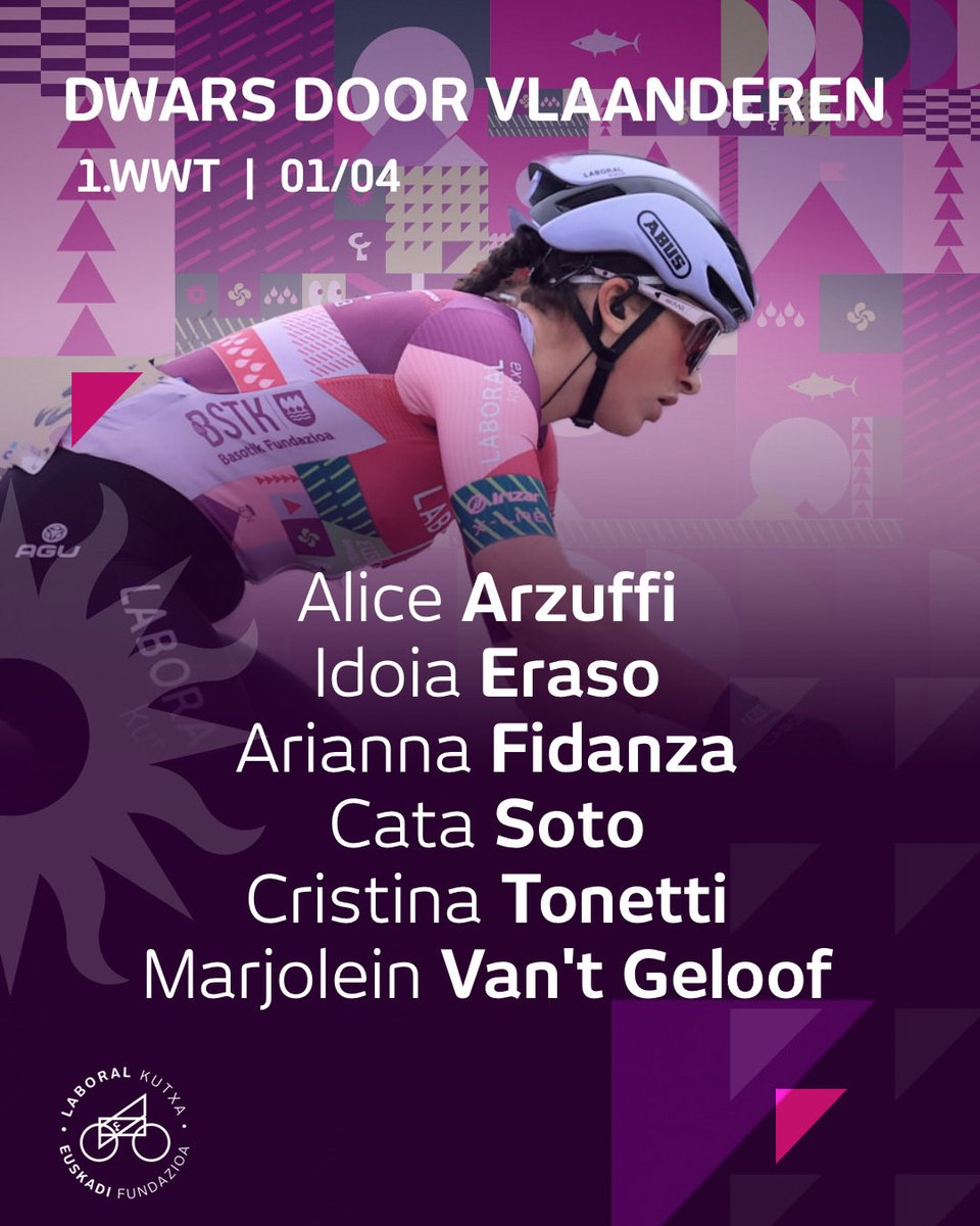 LABORALkTeam's tweet photo. #LaboralKutxaEuskadi 💜 #DDV

Gure taldea @DwarsdrVlaander -erako 💪🪨 https://t.co/eGmAty5F5j