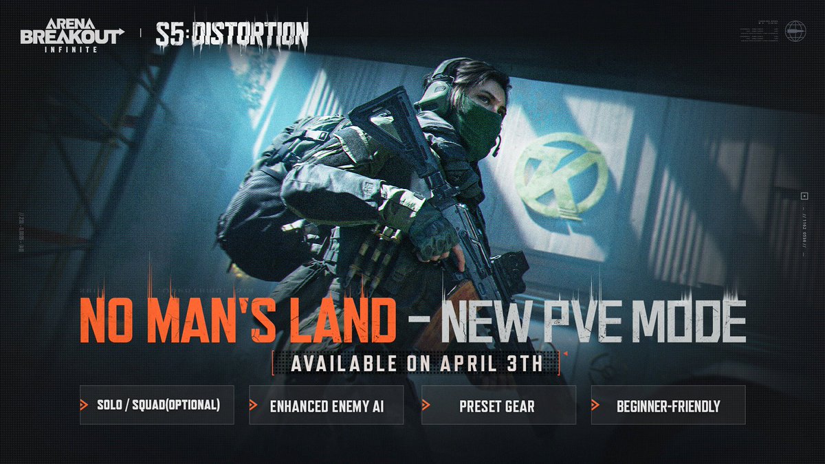 ArenaBreakoutPC's tweet image. No Man's Land arrives April 3, a freer PvE experience where you can go solo or squad up, with limited-entry tickets for each raid.

#ArenaBreakoutPC #ArenaBreakoutInfinite #ABI #ABIS5