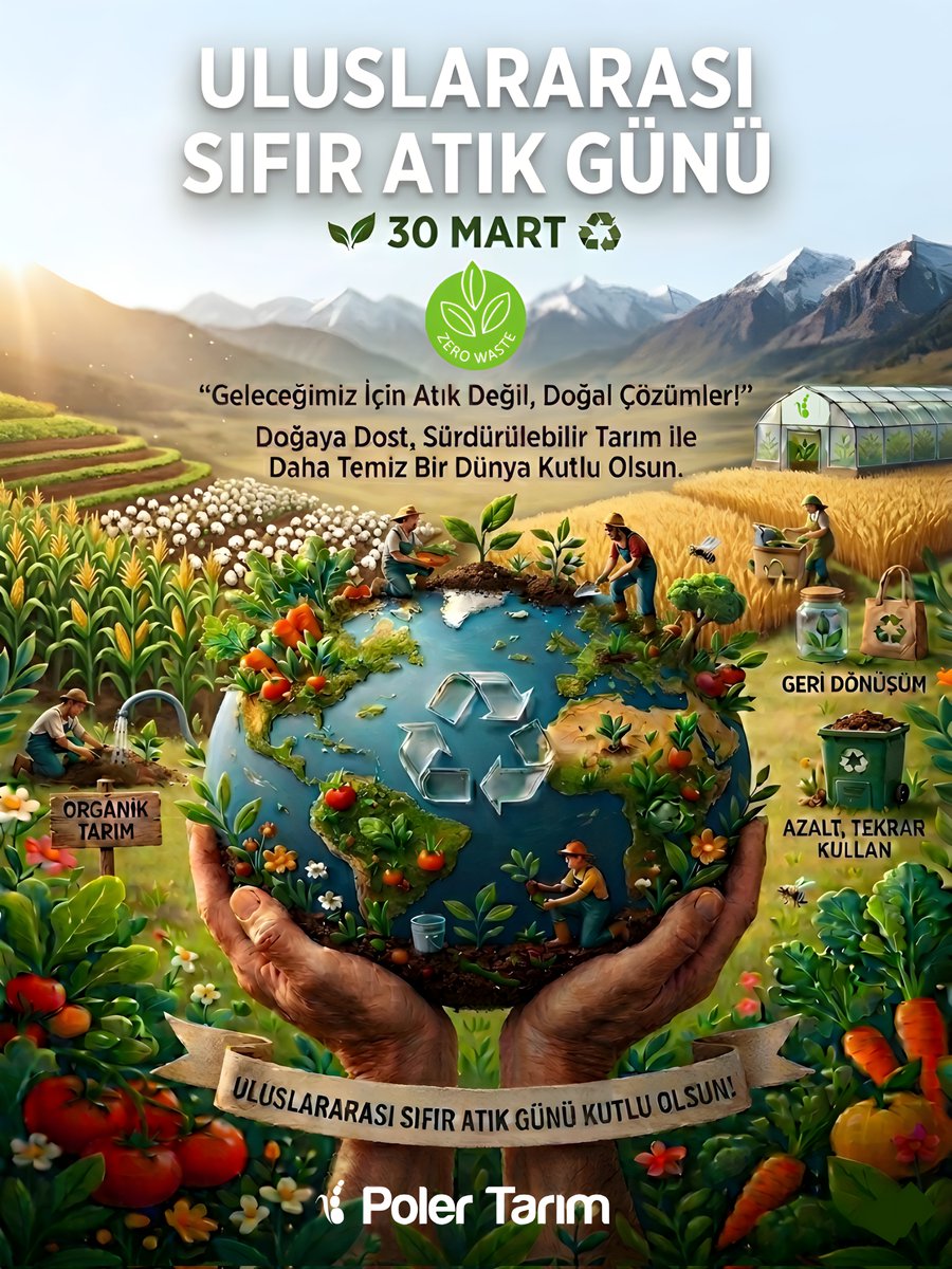 PolerTarim's tweet photo. Sıfır Atık, sıfır israf, temiz gelecek! ♻️

İsrafı önlemek, kaynakları verimli kullanmak ve doğaya saygıyla yaklaşmak artık bireysel değil, kolektif bir sorumluluktur.

#OrtakEvimiz dünya, bize geçmişin bir mirası değil, gelecek nesillerin emanetidir.

#UluslararasıSıfırAtıkGünü https://t.co/fGGWhKM8dL