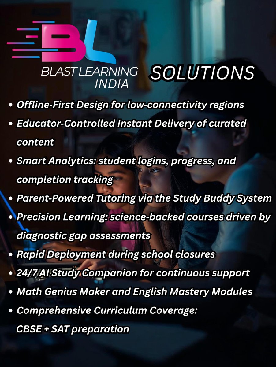 blastlearning's tweet photo. Blast Learning India 
A scalable, classroom-ready precision learning for Remote, low‑connectivity and disrupted conditions.

#EdTech #LearningInnovation #Accessibility #PersonalizedLearning #Education #EducationEquity #DataDrivenEducation #BlendedLearning #SchoolContinuity https://t.co/9gqp32IcXU
