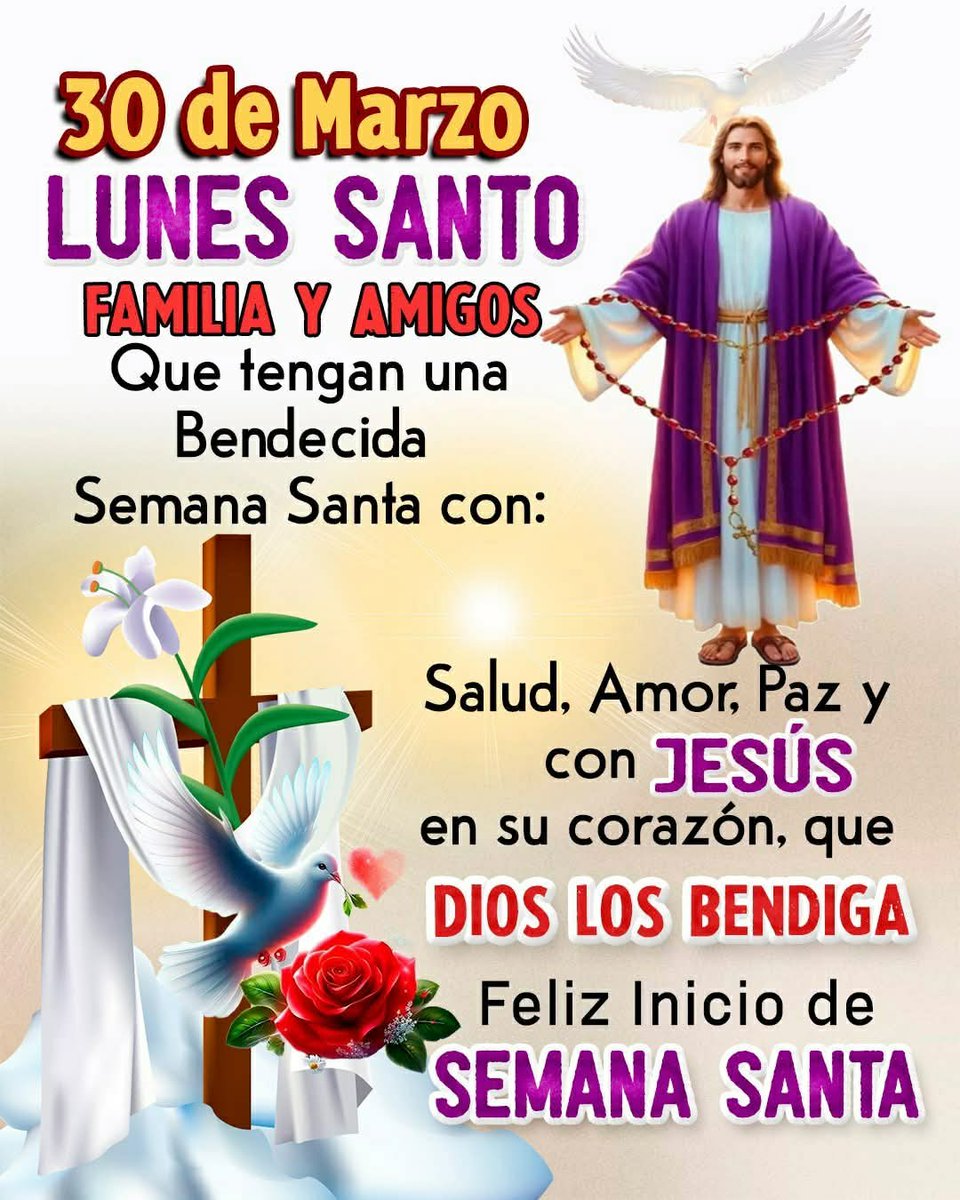 Espíritu Santo fuente de toda luz,te pedimos por nosotr@s, por los nuestros,por nuestras necesidades,qué tu luz nos guíe y la paz de Dios reine en cada hogar🛐 
Bendecido  Lunes Santo