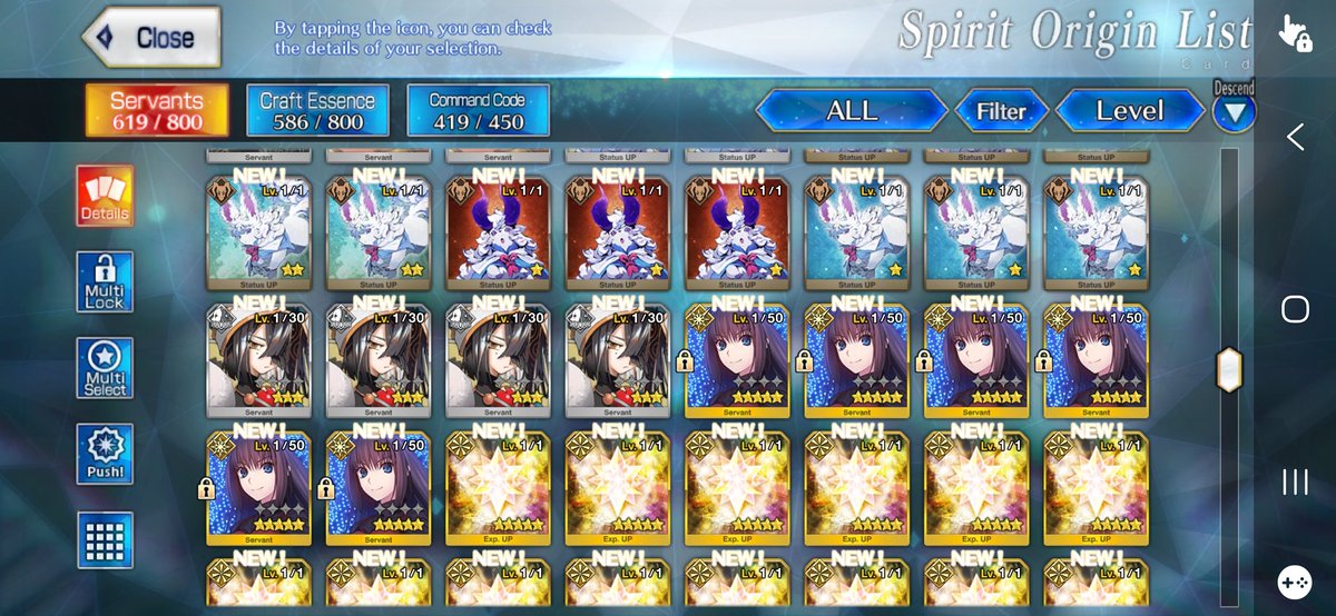 YopYopTDS's tweet photo. I couldn't sleep so I decided to get on FGO and I might have NA's first maxed Aoko and it only took 520 quartz?!? Not a record I ever wanted or intended to go for? Can't wait for the Mahoyo movie! https://t.co/l6iP8h3S74