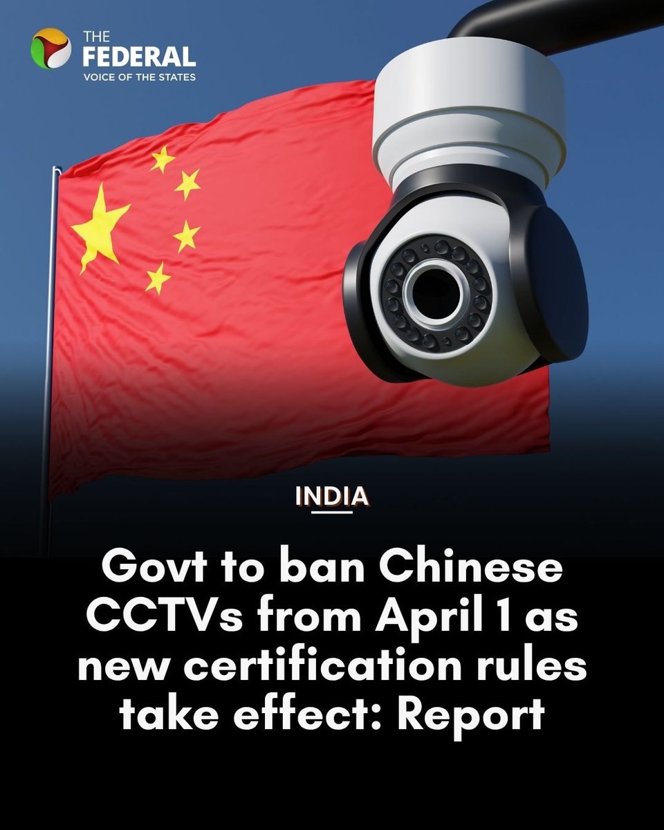 TheFederal_News's tweet image. The Centre is all set to bar the selling of internet-connected CCTV cameras and other video-surveillance equipment manufactured by Chinese video surveillance companies from April 1, when a new certifying rule comes into force.

Read more: thefederal.com/category/busin…

#CCTV #China
