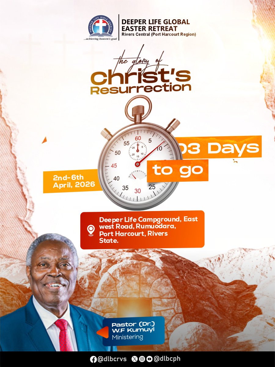 dlbcph's tweet photo. Just 3 Days to Go!

The wait is almost over…
The moment of encounter is here.

The Glory of Christ’s Resurrection is not just a message — it’s an experience of power, victory, and transformation.

Come expectant. Come hungry. Come ready.

#DLER2026
#TGoCR2026
#DCLMRiversCentral https://t.co/wcz1ildYYE