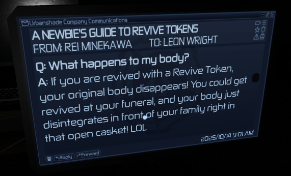 catsketonline's tweet image. MINEKAWAAAAAA!!! i adore her. she's really silly. she has a database entry as well that i can't find.
but yeah, revive lore! this e-mail won't answer ALL questions, but it should answer some!
notice how the e-mail was written day of lockdown and it's to someone named leon? :p