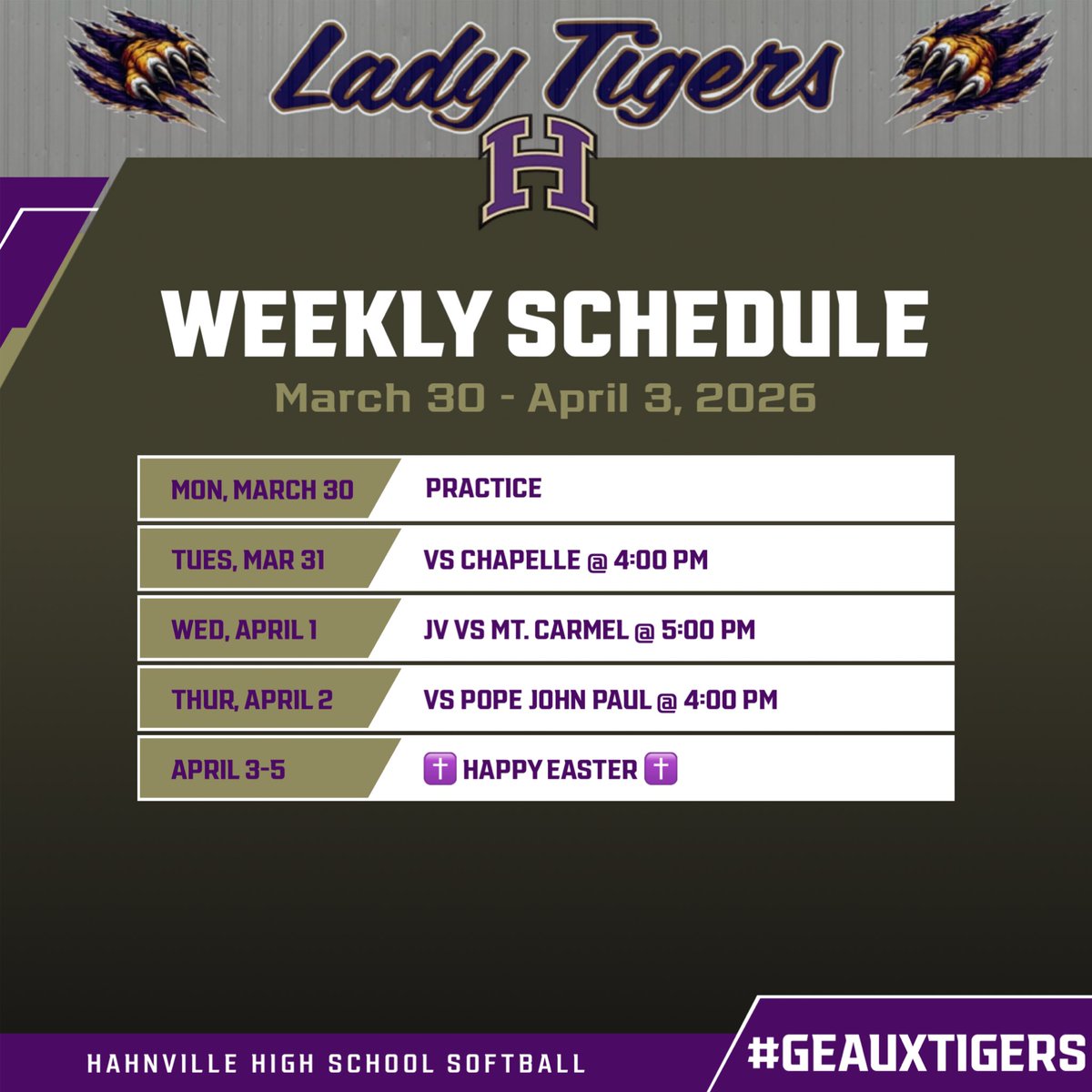 Hahnville High Softball tweet media