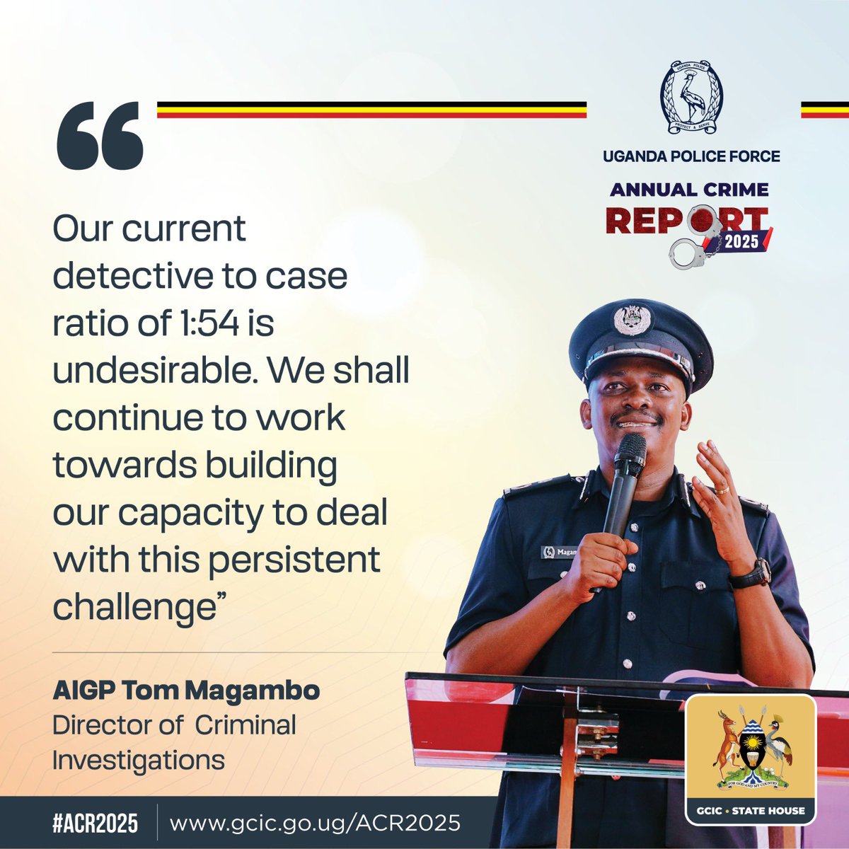 KemiKainerugaba's tweet photo. “Our current detective to case ratio of 1:54 is undesirable. We shall continue to work towards building our capacity to deal with this persistent challenge”. AIGP @Tom_Magambo
#ACR2025 #PoliceUganda https://t.co/08oNTEGQk6