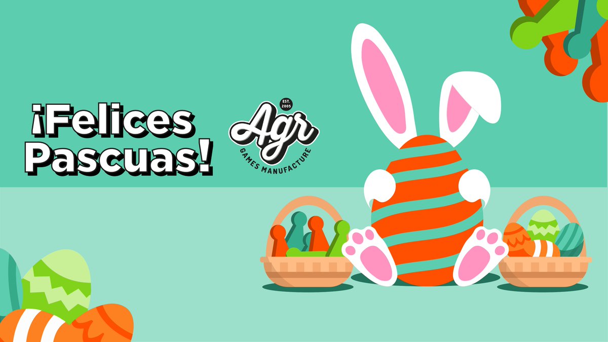 ¡Desde AGR os deseamos Felices Pascuas!
Esperamos que podáis recargar las pilas en estos
días⚡para seguir ideando ese juego que tenéis en mente🎲

Estaremos cerrados del 2 al 5 de abril, pero ¡volveremos muy pronto y con muchas ganas de seguir jugando!