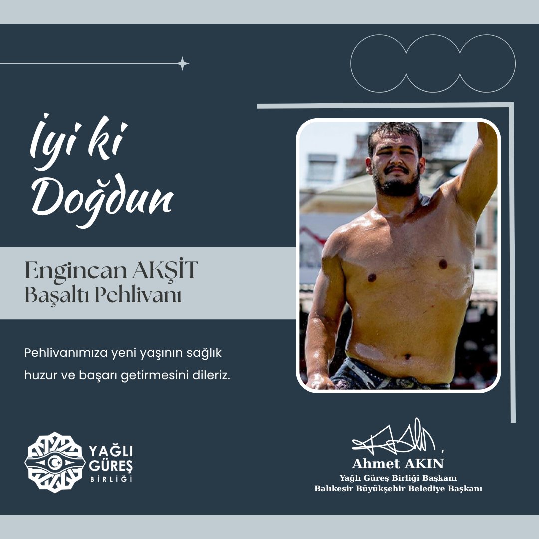 Başaltı pehlivanımız Engincan AKŞİT'e yeni yaşının sağlık, huzur ve başarı getirmesini dileriz.
#YağlıGüreşBirliği
#AhmetAkın