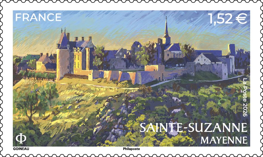 toutsurletimbre's tweet image. 🆕Le 26 mai 2026, La Poste émet un timbre dans la série touristique sur la cité médiévale de Sainte-Suzanne, surnommée la « perle du Maine ».
@lamayenne @LPNews_PDL @paysdelaloire
#tourisme #histoire #patrimoine #philatelie