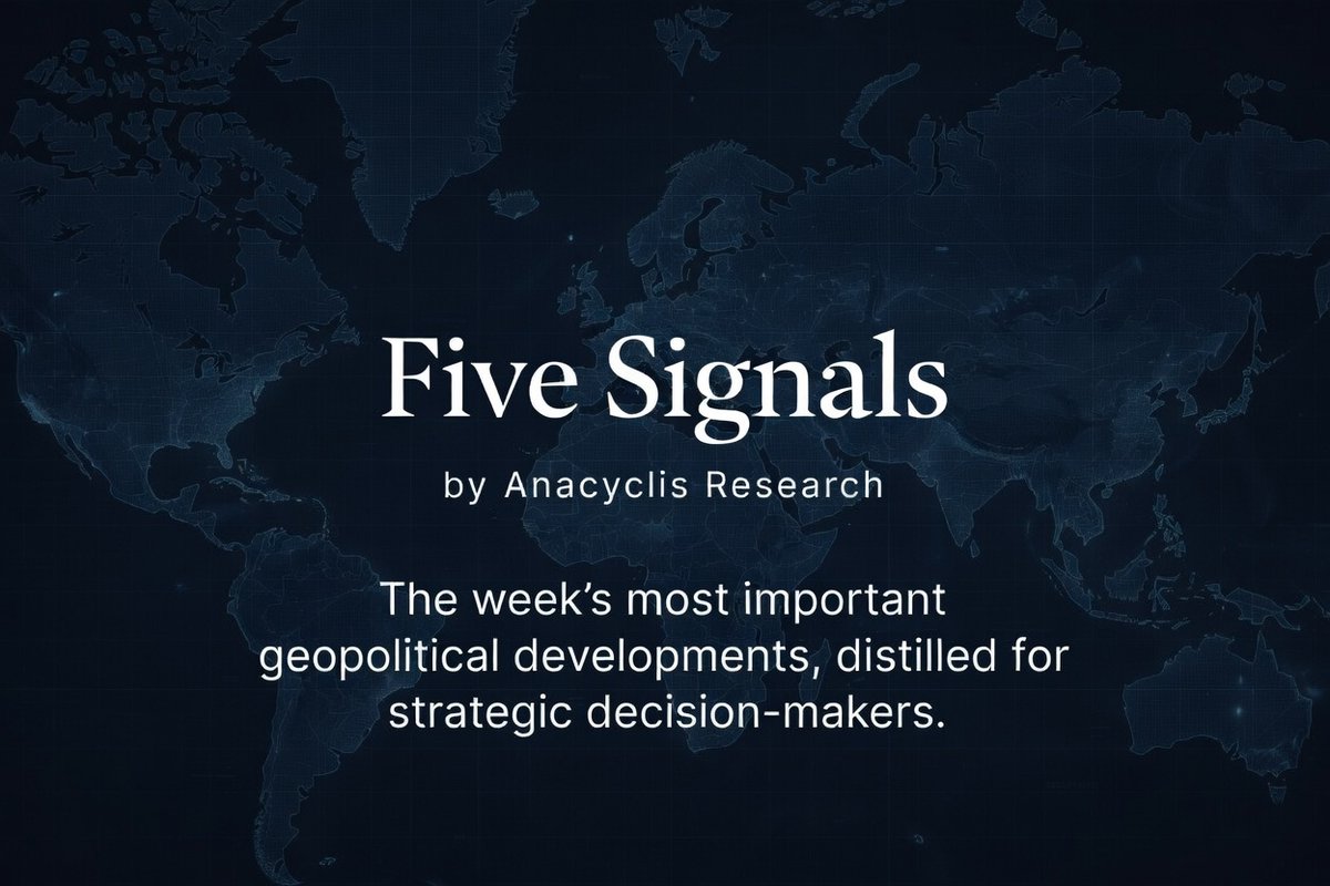 anacyclis's tweet photo. New edition of Five Signals by Anacyclis Research - Edition of March 30, 2026.

This week's geopolitical analysis examines tentative diplomacy around Iran, anti-Iranian repositioning in Lebanon, regime consolidation in Venezuela, the risks created by Ukrainian deep strikes near NATO territory, and further integration within the Russia-aligned bloc.

1. U.S.-Iran peace negotiations remain uncertain despite mediation efforts
Source: https://t.co/mePWsQPkQz

Key point: Washington says productive contacts are underway through intermediaries, while Tehran publicly denies that formal negotiations are taking place. The emerging picture is not one of a settled peace process, but of a still-fragile exploratory channel shaped by Pakistani and Turkish mediation, maximalist demands on both sides, and the possibility that diplomacy is being tested even as the war continues.

2. Lebanon expels Iran’s ambassador in a major move against Tehran’s influence
Source: https://t.co/NsVMjLS5p1

Key point: Beirut’s decision to declare the Iranian ambassador persona non grata marks a significant escalation in the Lebanese state’s posture toward Iran and Hezbollah. In the current context, the expulsion suggests that parts of the Lebanese government are trying to push back more directly against Iranian influence networks and to weaken the political environment in which Hezbollah has long operated.

3. Venezuela replaces its entire military high command
Source: https://t.co/ff3v2zrSAV

Key point: The interim presidency’s replacement of the full military high command points to a deeper phase of regime restructuring, not just a limited cabinet adjustment. The move suggests an effort to re-secure coercive institutions during transition and offers a broader signal: even where a political settlement appears to preserve part of an old apparatus, real regime change can still proceed through gradual cleansing and reorganization of command structures.

4. Ukrainian strikes near St. Petersburg raise risks of spillover around NATO airspace
Source: https://t.co/dHCX1JX308

Key point: Ukrainian long-range strikes against Russian infrastructure near Primorsk and Ust-Luga appear to have coincided with several drones entering Baltic airspace by mistake. At this stage, the idea that such operations may have relied on routes passing through or along NATO airspace should remain hypothetical. But the incidents already show how deeper Ukrainian strikes against northwestern Russia increase the risk of spillover onto NATO territory and raise the danger of misperception in a compressed escalation environment.

5. Lukashenko’s North Korea visit signals further consolidation of the Russia-aligned bloc
Source: https://t.co/W1WCgIKFDJ

Key point: Alexander Lukashenko’s first official visit to North Korea is more than a bilateral curiosity. It points to continued tightening among smaller Russia-aligned sanctioned states and reinforces the broader trend toward bloc consolidation across the Eurasian theatre. Even when concrete deliverables remain unclear, this type of visit matters because it reflects the growing political integration of regimes positioned on the same strategic side of the emerging confrontation.
__________________

Five Signals is our free weekly selection of 5 geopolitical developments that matter most. It is drawn from the Anacyclis Weekly Brief - our full weekly note for companies and institutional actors seeking structured geopolitical monitoring, tailored analysis, key watchpoints and strategic implications.  

Follow / subscribe👉
- LinkedIn newletter: https://t.co/SxQUaSD4dl
- Mail signup: https://t.co/f8hu5Fyu5E
- Weekly Brief: https://t.co/rSnUaU1Yw9
