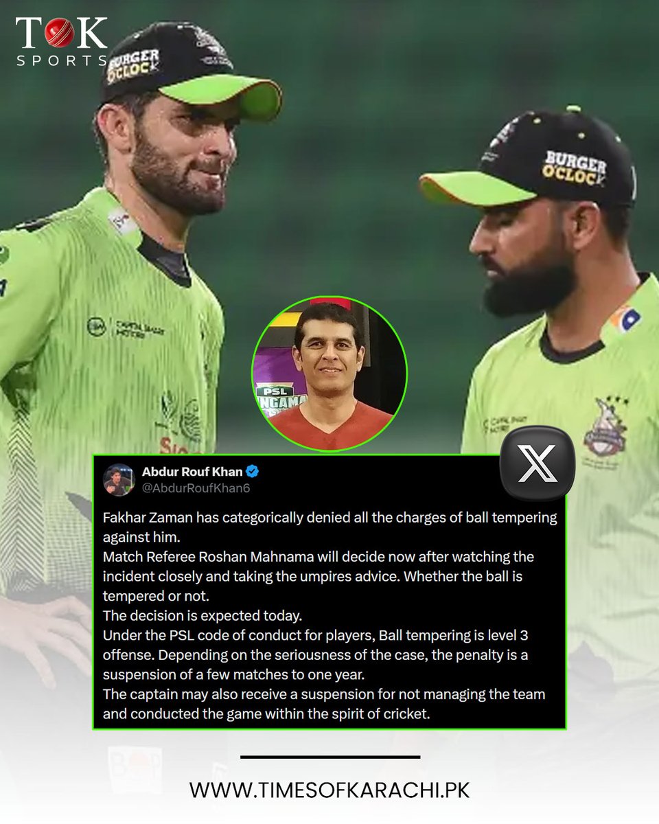 TOKSports021's tweet image. All eyes on the match referee as the ball-tampering verdict looms 🏏

#TOKSports #KKvLQ #teamsports #sportsfan #FakharZaman