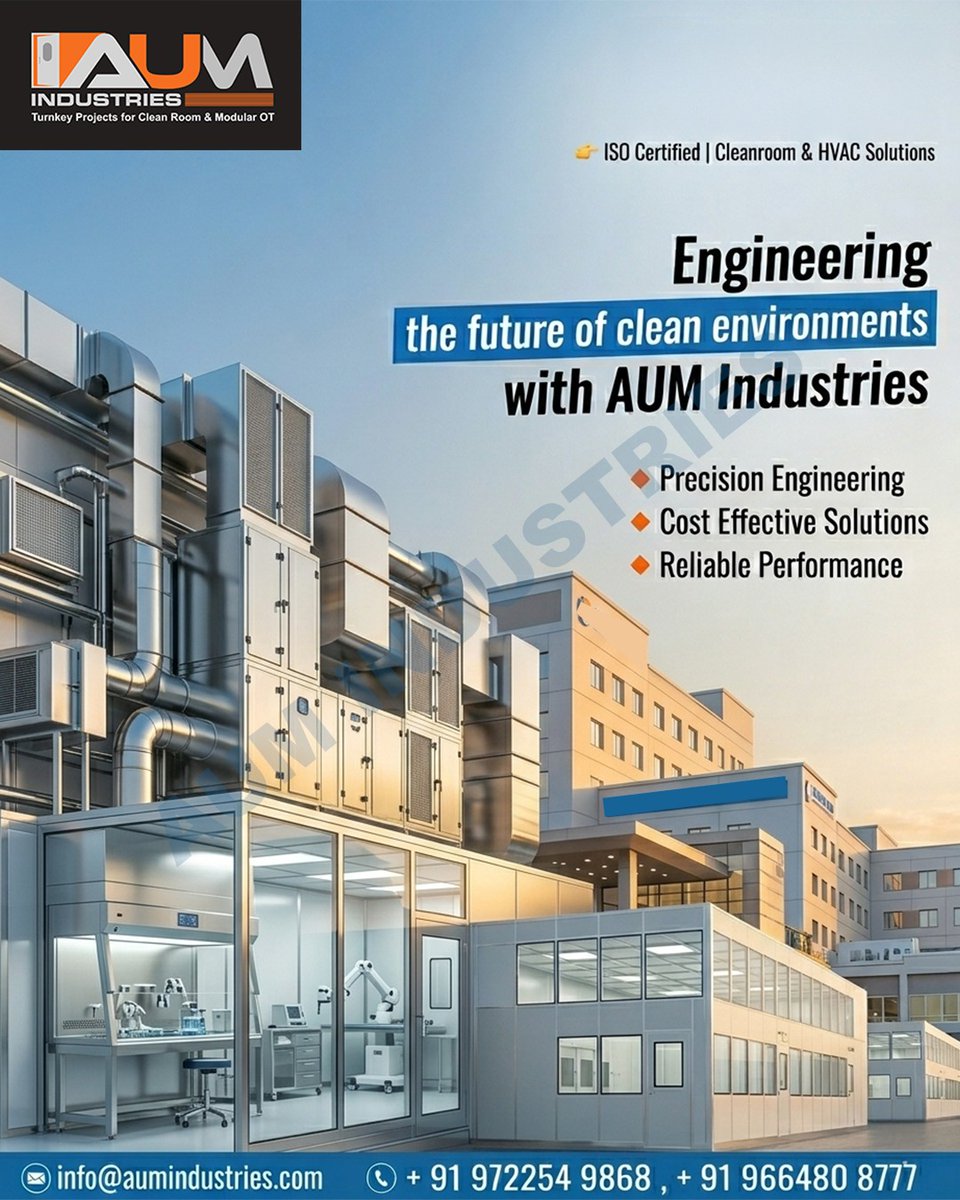 AumIndustries's tweet image. Building controlled environments that support better health, higher standards, &amp;amp; smarter infrastructure for tomorrow.

#CleanroomTechnology #FutureEngineering #CleanEnvironment #SmartInfrastructure #HealthcareSolutions #IndustrialInnovation #ControlledEnvironment #AUMIndustries