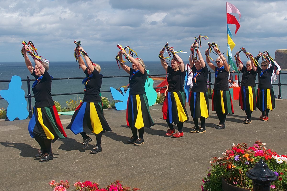 SeaWhitby's tweet photo. Dazzling displays of North West Clog by Harlequin North West Morris always draws attention at many festivals adding colour to the moorland landscape, in beautiful Botton Village NY Moors.  Get your Early Bird Tickets NOW , they won't last forever !! Enjoy https://t.co/5lB5ApDcr7 https://t.co/sRmKNplRWz