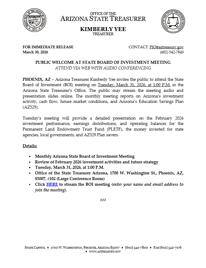 Office of the Arizona State Treasurer tweet media